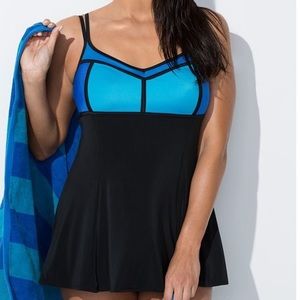 LONGITUDE CHLORINE RESISTANT COLORBLOCK SWIMDRESS